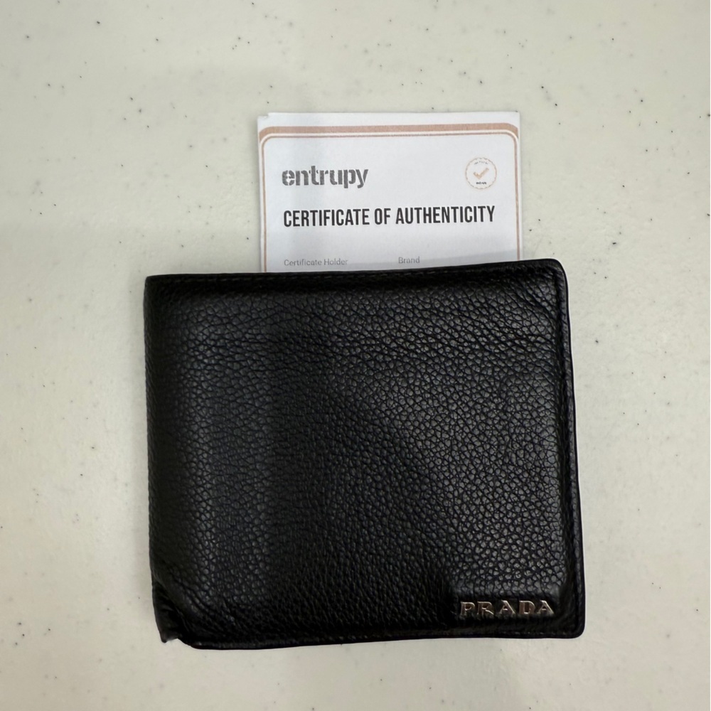 Prada Mens Bifold Leather Wallet Black Designer Saffiano - Picture 3 of 11